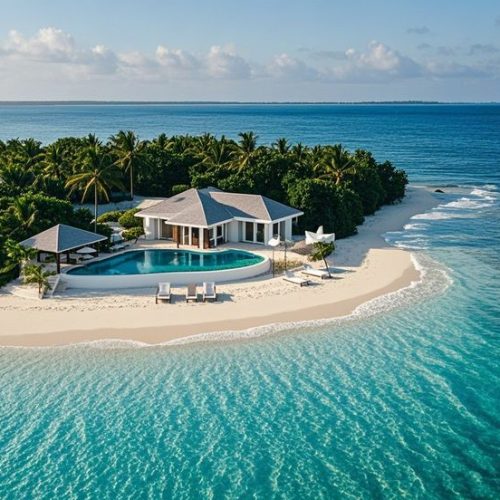 An island villa with a private beach